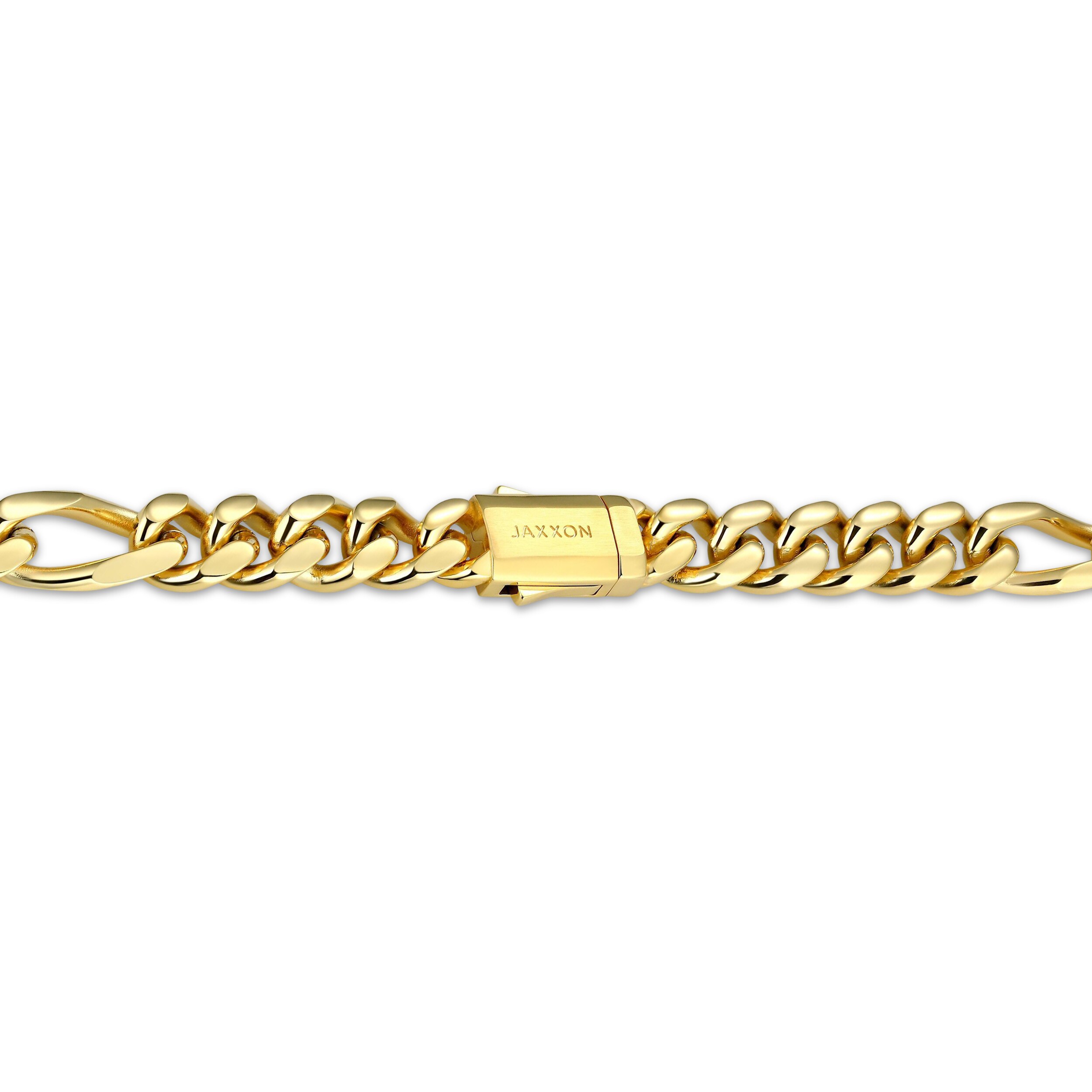 JAXXON Men's Collection 7mm Figaro Chain Bracelet Yellow Ion