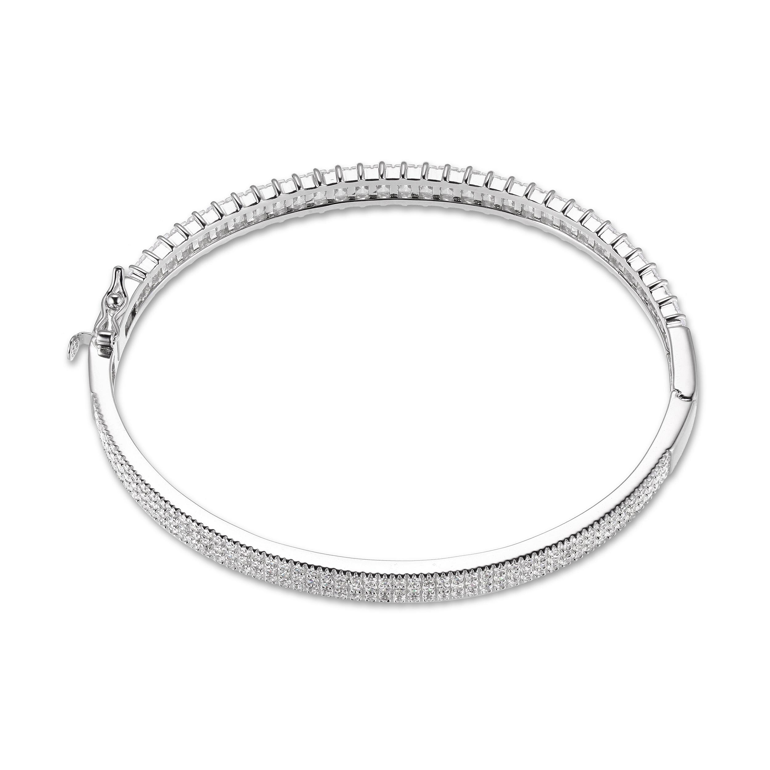 White Lab-Created Sapphire Reversible Bangle Sterling Silver | Kay
