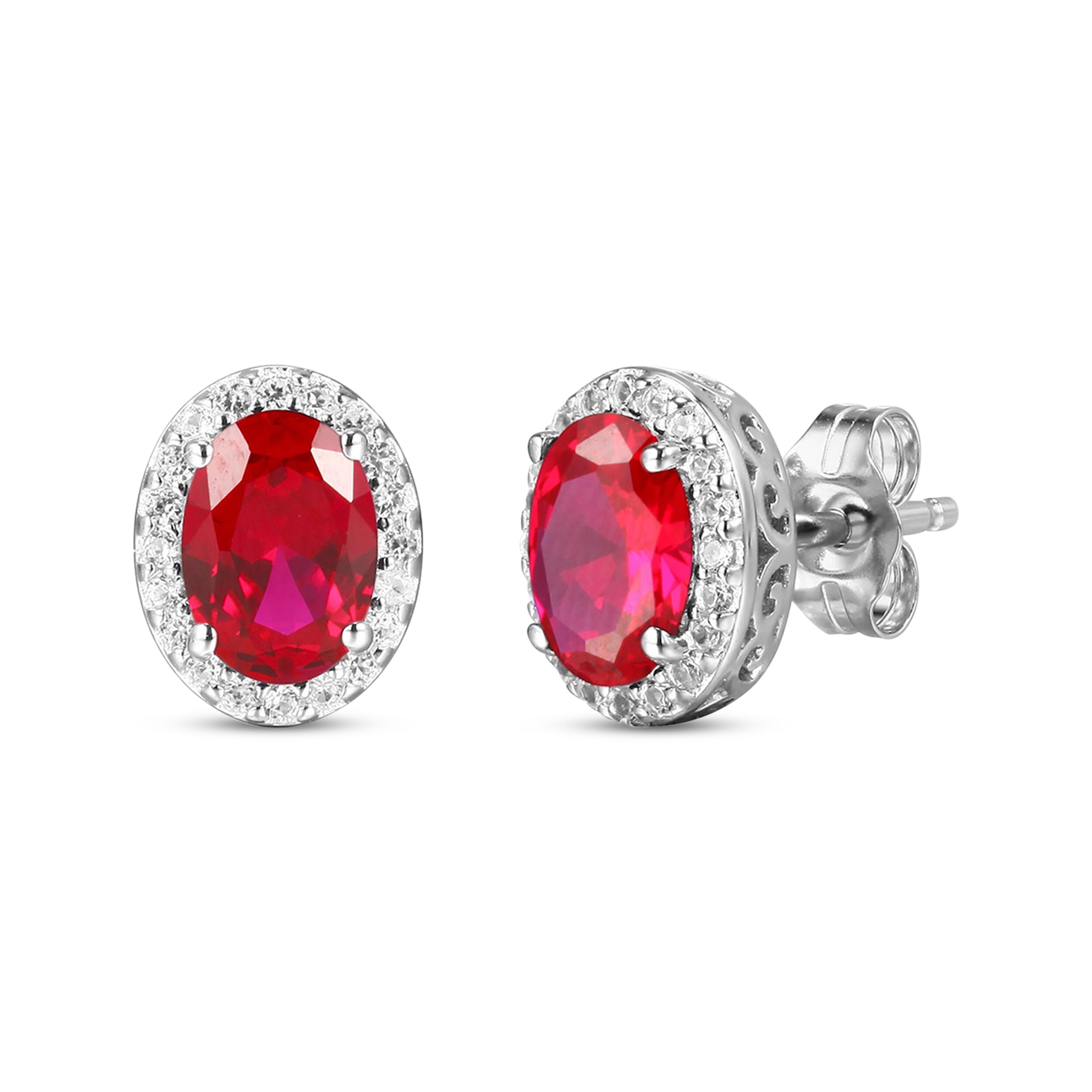 置物 Ruby Lab-Created Ruby & White Lab-Created Sapphire Boxed Set Sterling