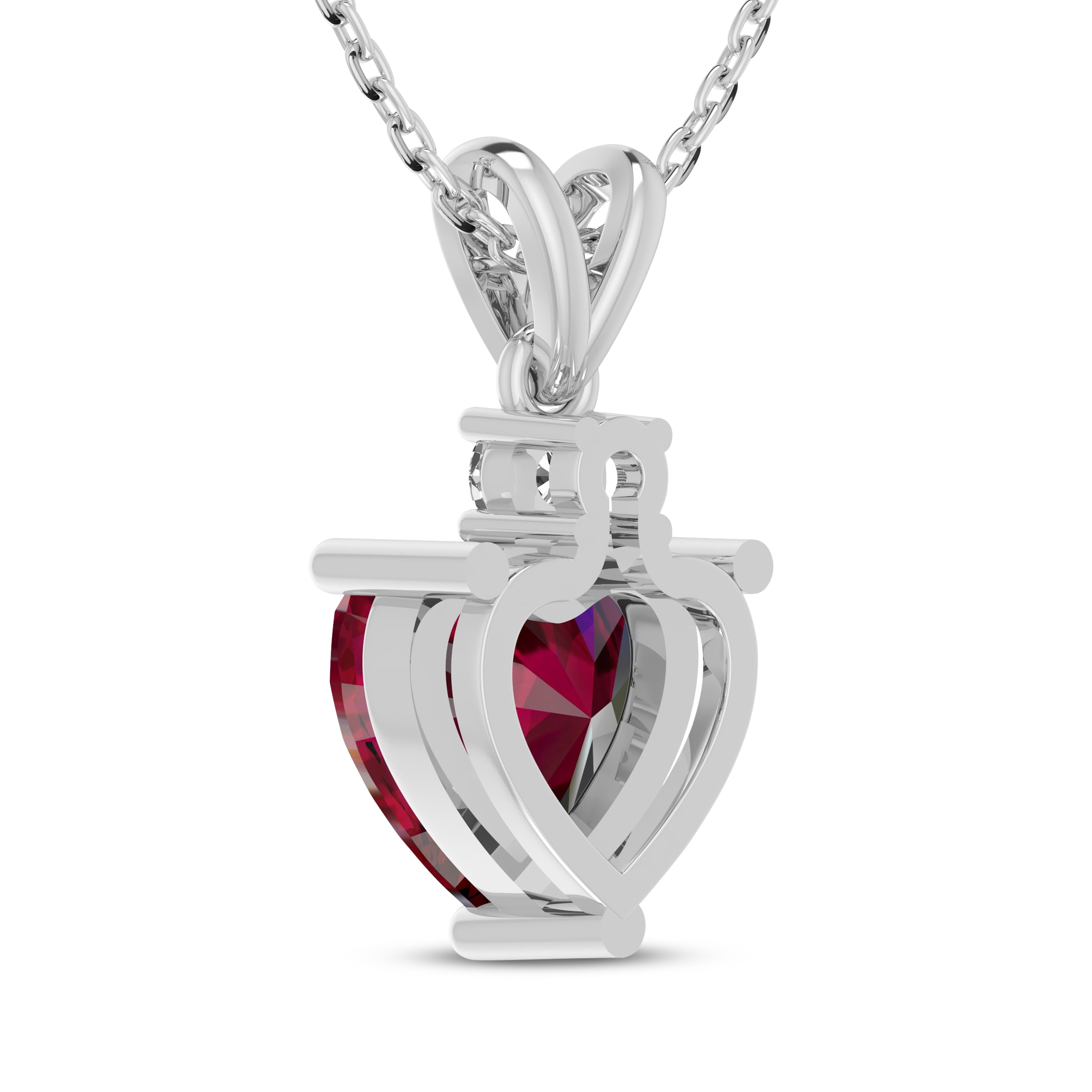 Heart-Shaped Lab-Created Ruby & White Lab-Created Sapphire