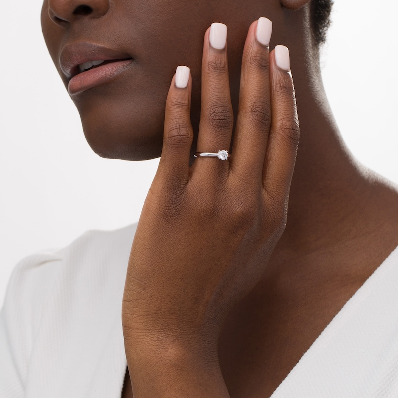 1/2 Certified Diamond Solitaire Engagement Ring in 14K White Gold (J/I1)