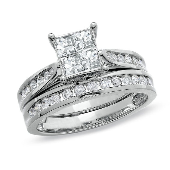 Ex wife’s ring 1/4 carat real diamond wedding ring set Diamond Bridal Set 4 ct tw Round/Princess 14K White Gold | Jared main image 3