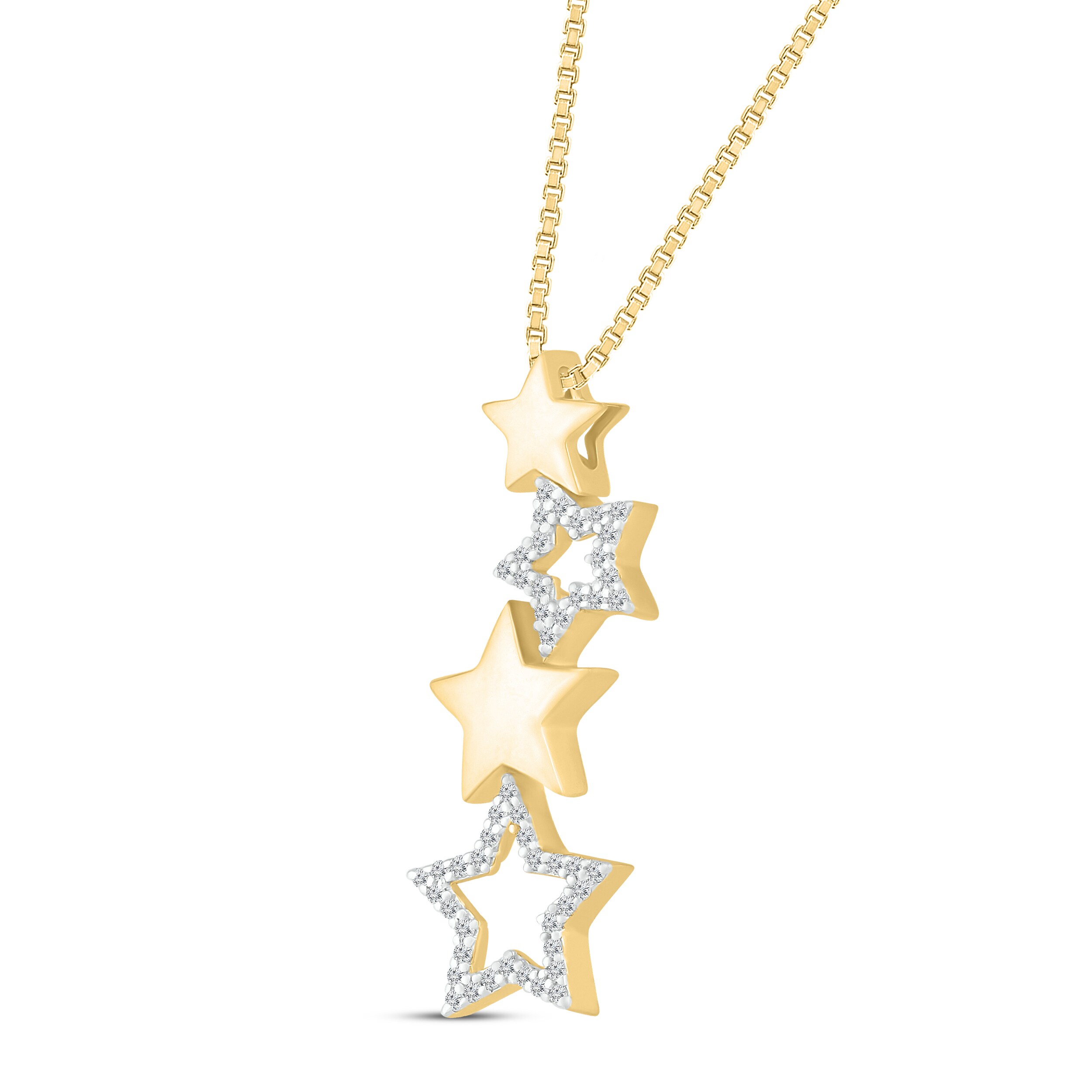 【AVARON】One Diamond Star Necklace k18 Diamond Star Necklace 1/10 ct tw 10K Yellow Gold 18