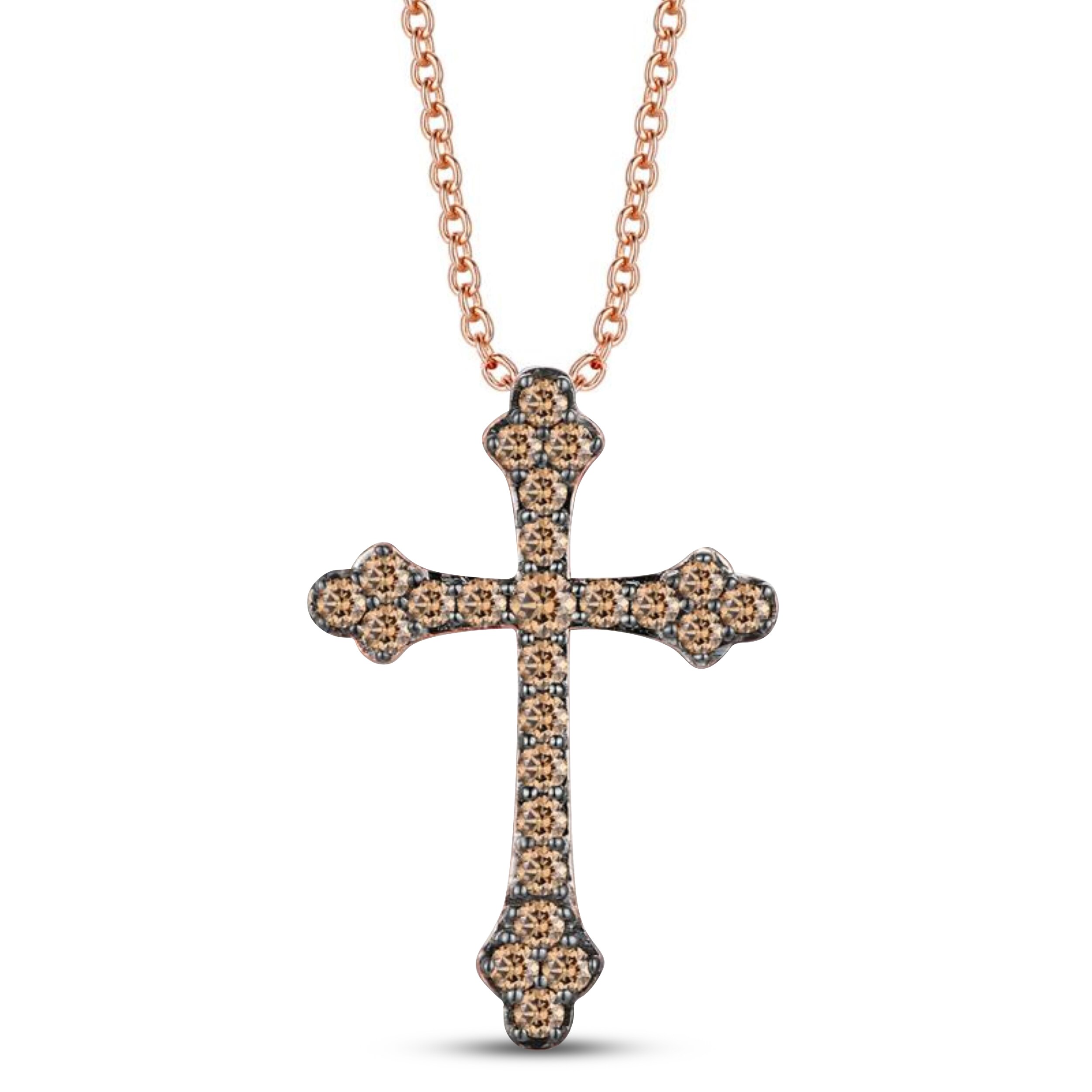 Le Vian Chocolate Diamond Cross Necklace 3/8 ct tw 14K Strawberry