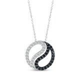 CLEVER SCHMUCK Set ciondolo Yin Yang, diviso in argento, 18 mm, laccato nero e bianco, lucido, in argento Sterling 925, per uomo e donna in custodia magnetica
