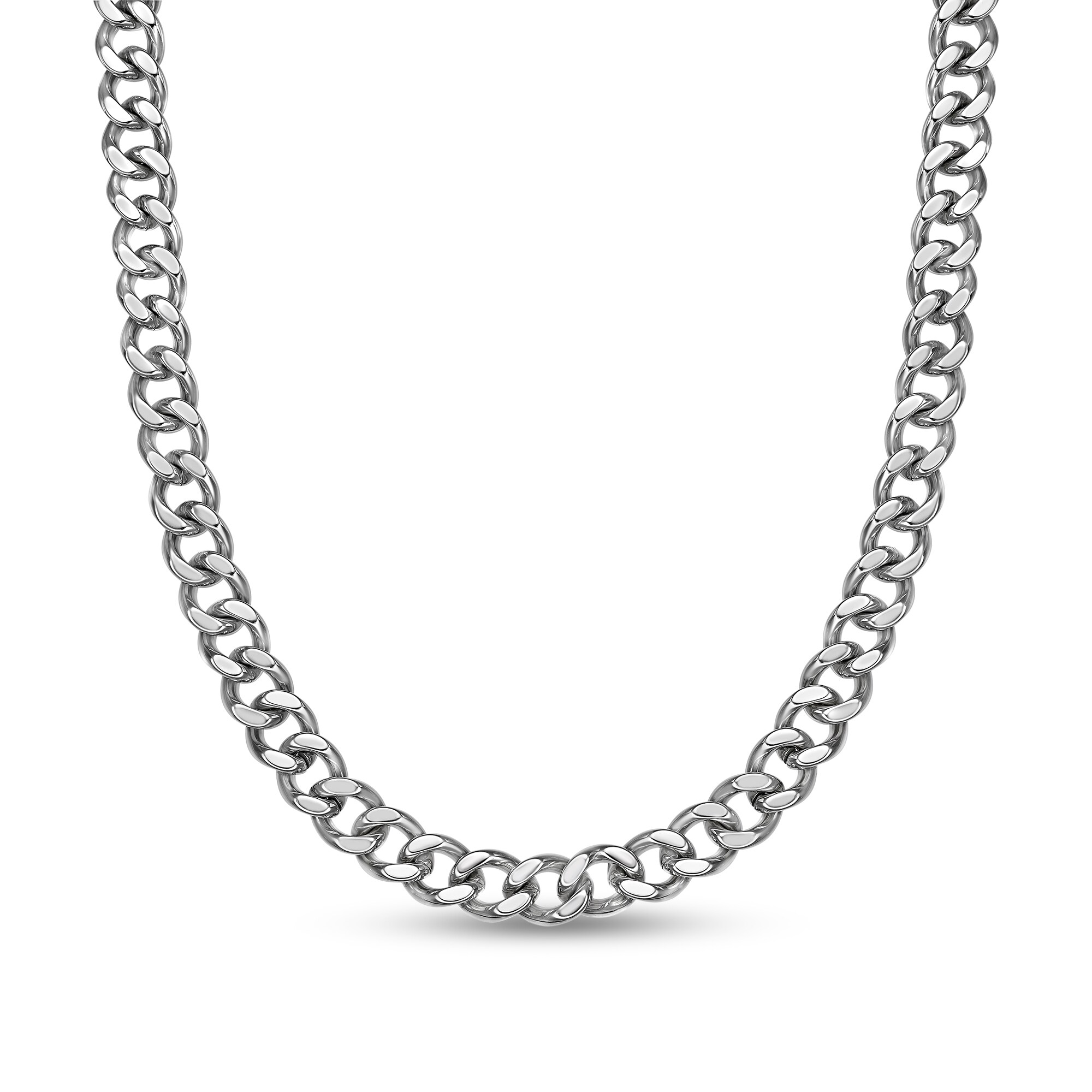 アクセサリー plllllleeeasse silver chain necklace Men's 12.0mm Curb Chain Necklace in Stainless Steel - 22&quot