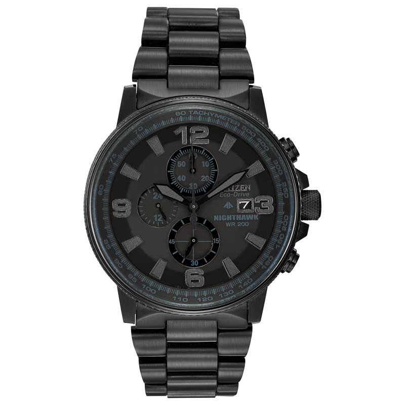 Men's Citizen Eco-Drive® Nighthawk Chronograph Black IP Watch with