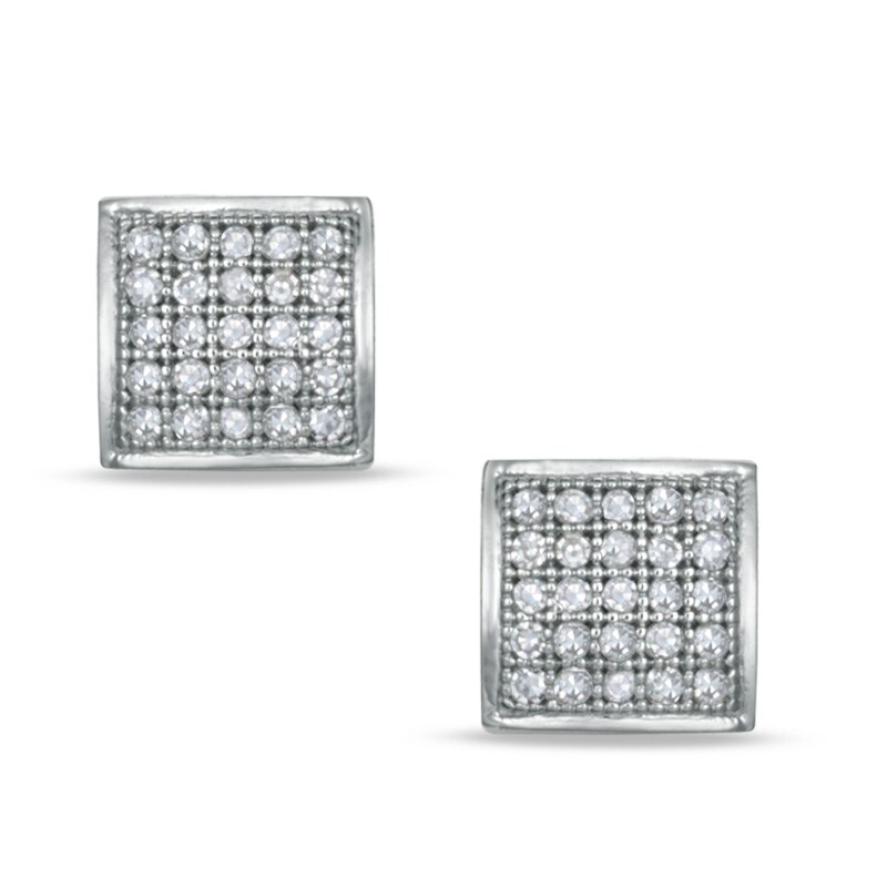0.14 CT. T.W. Diamond Square Stud Earrings in Sterling