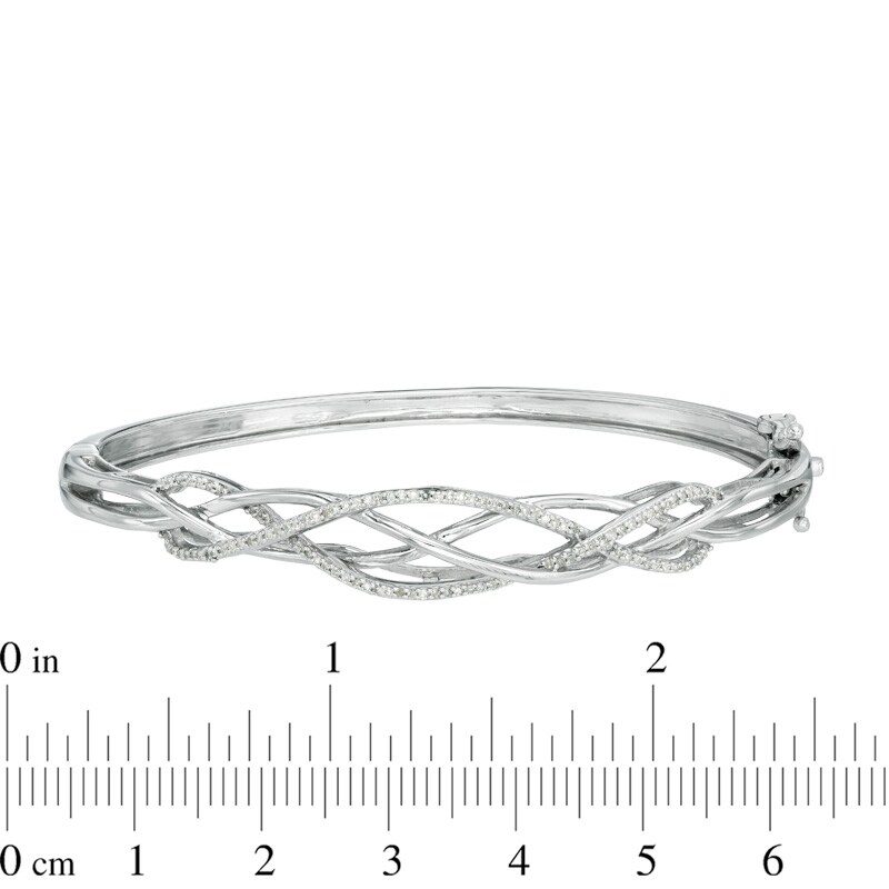1/4 CT. T.W. Diamond Loose Braid Bangle in Sterling Silver | Zales