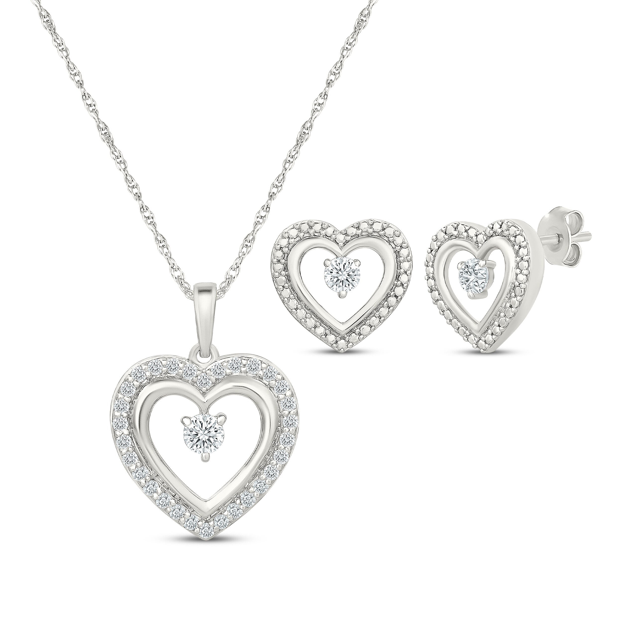 KAY Lab-Grown Diamonds Heart Gift Set 1/2 ct tw Sterling Silver