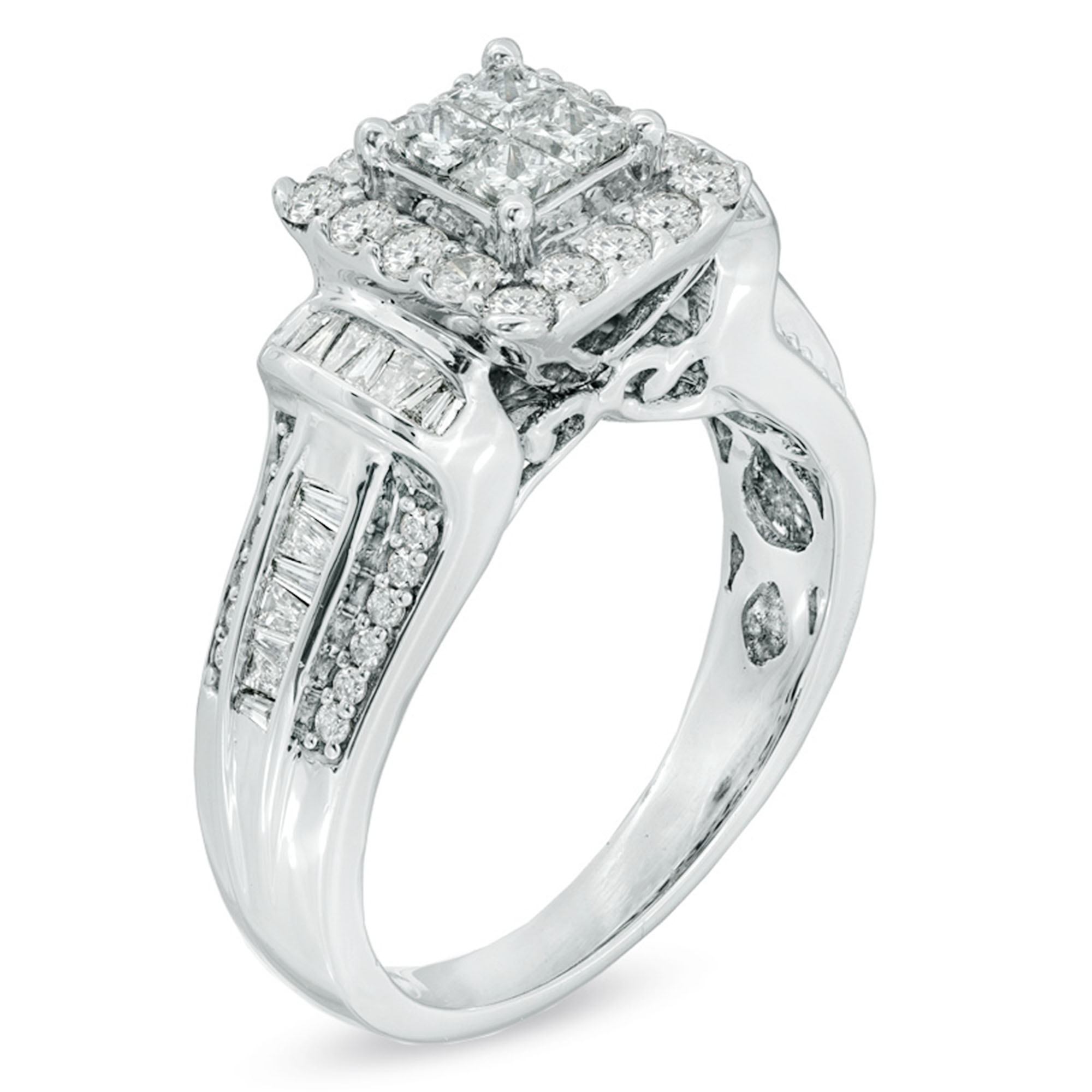 1 CT. T.W. Quad Princess-Cut Diamond Frame Engagement Ring in 10K