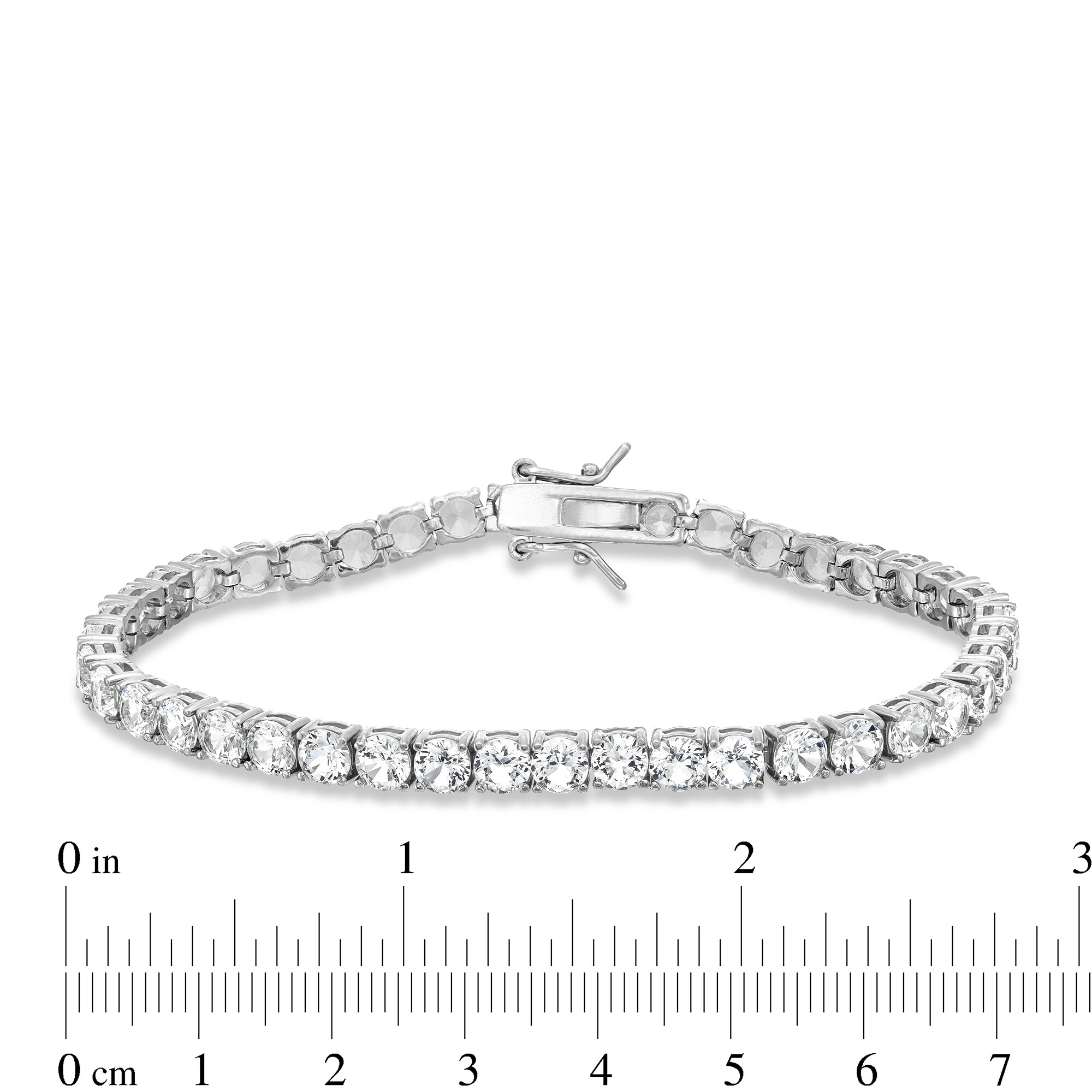 White Lab-Created Sapphire Tennis Bracelet in Sterling Silver