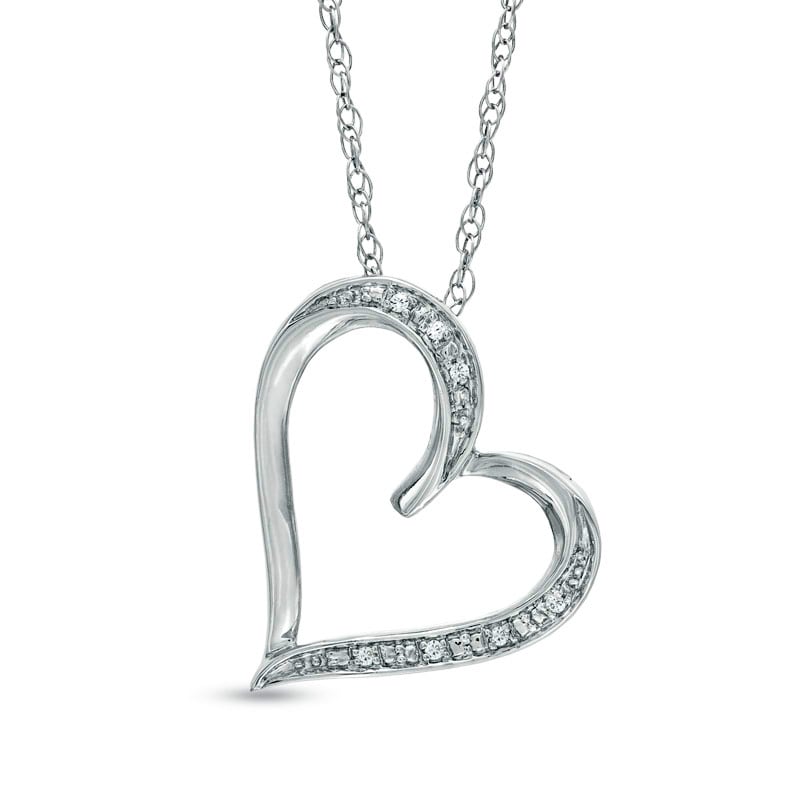 アクセサリー - CLASSICGENTLEMAN HEART PIN - SILVER Diamond Accent Tilted Heart Pendant in Sterling Silver | Zales Outlet