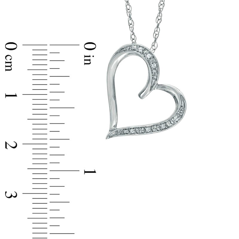 Diamond Accent Tilted Heart Pendant in Sterling Silver | Zales Outlet