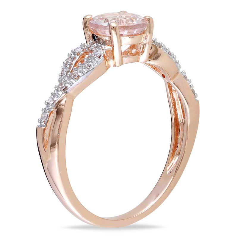 6.0mm Morganite and Diamond Accent Twist Engagement Ring in 10K