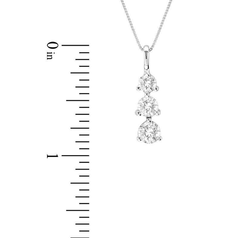 1 CT. T.W. Diamond Linear Three Stone Drop Pendant in 14K White