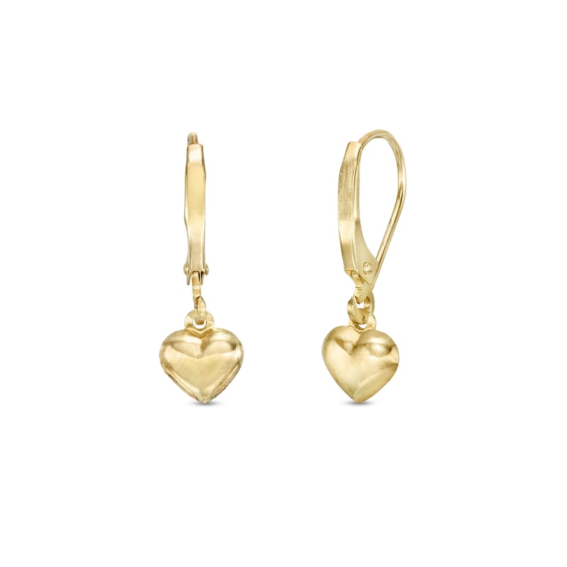 Heart Nugget Earrings 14k Gold Solid Heart Earrings Small Puffed
