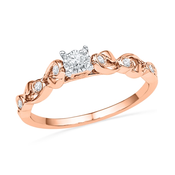 1/8 Diamond Ribbon Promise Ring in 10K Rose Gold Zales