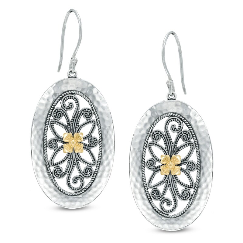 Oval Drop Earrings in Sterling Silver and 14K Gold | Zales Outlet