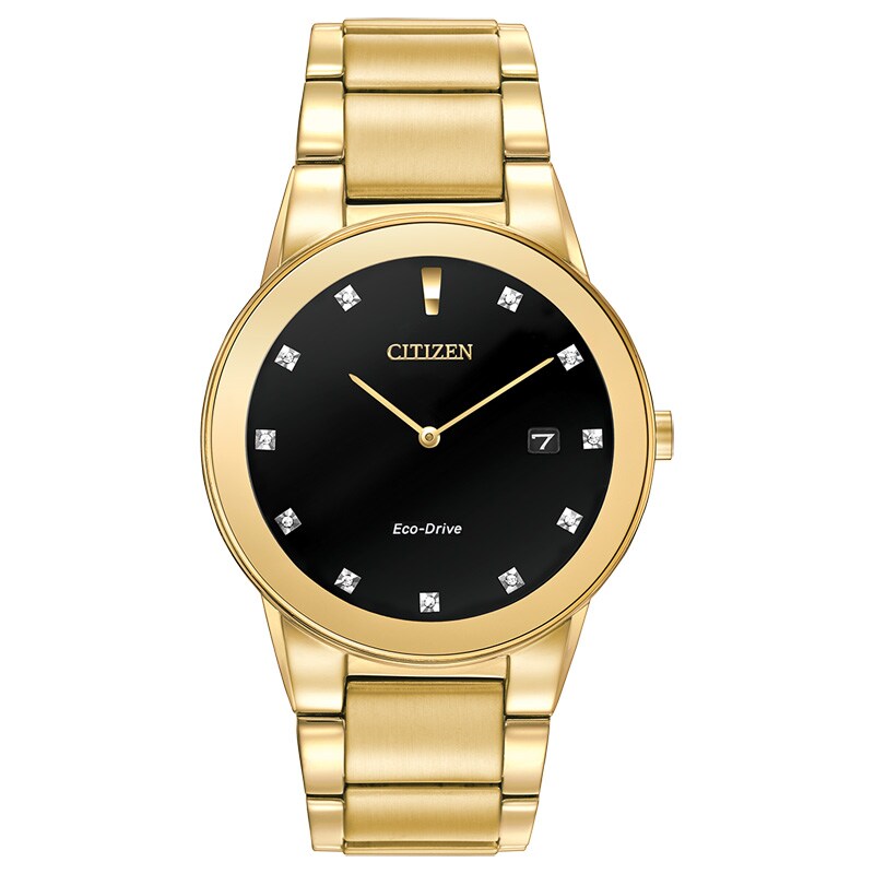 Men's Citizen Eco-Drive® Axiom Diamond Accent Gold-Tone Watch with