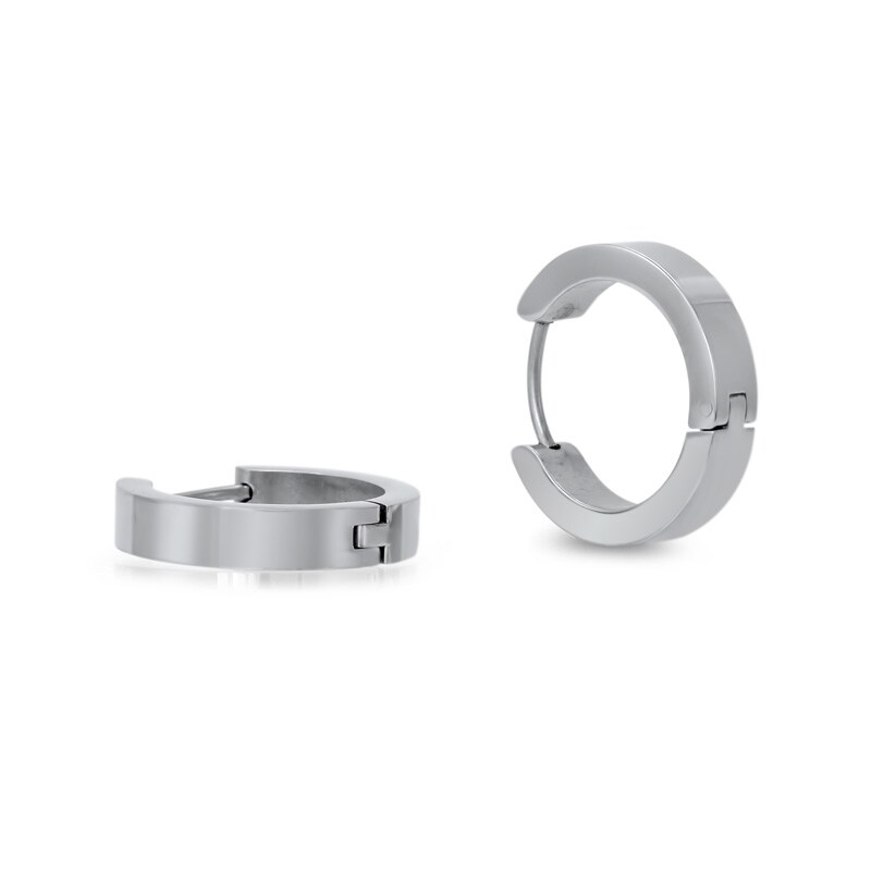 Huggie Hoop Earrings in Stainless Steel | Zales Outlet