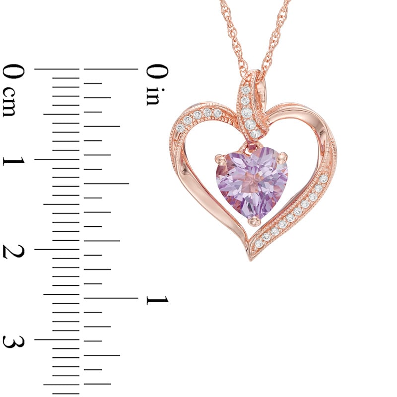 8.0mm Rose de France Amethyst and Lab-Created White Sapphire Heart