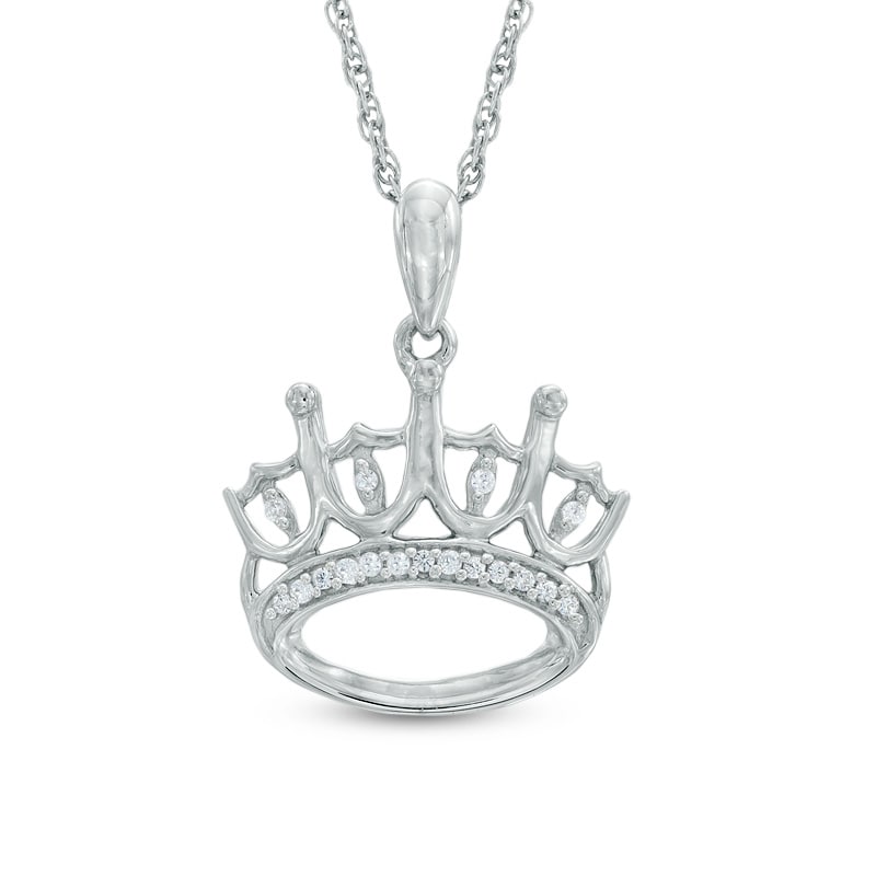0.07 CT. T.W. Diamond Crown Pendant in Sterling Silver | Peoples