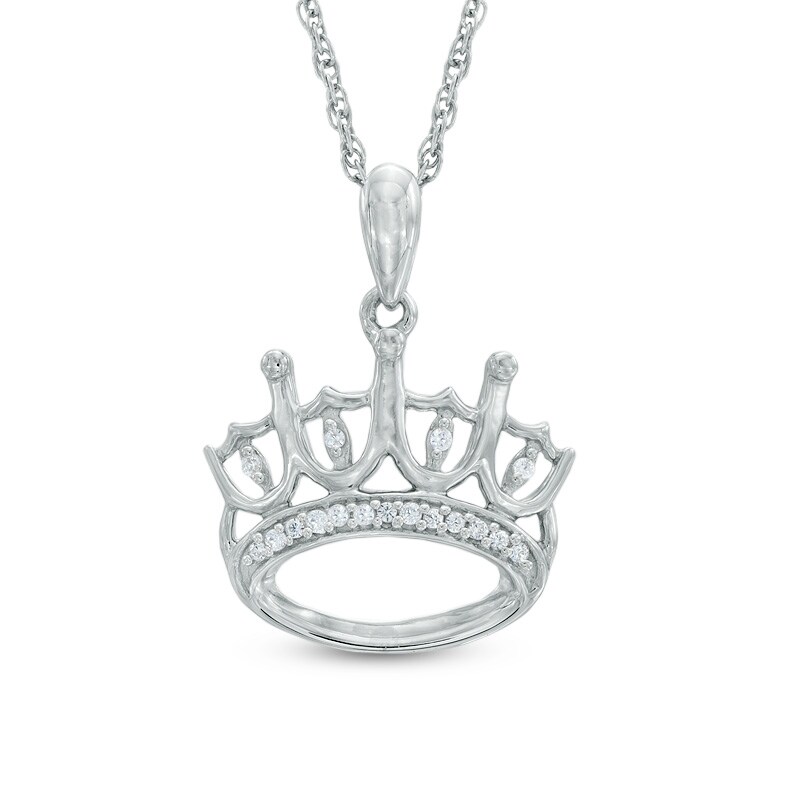 0.07 CT. T.W. Diamond Crown Pendant in Sterling Silver | Peoples