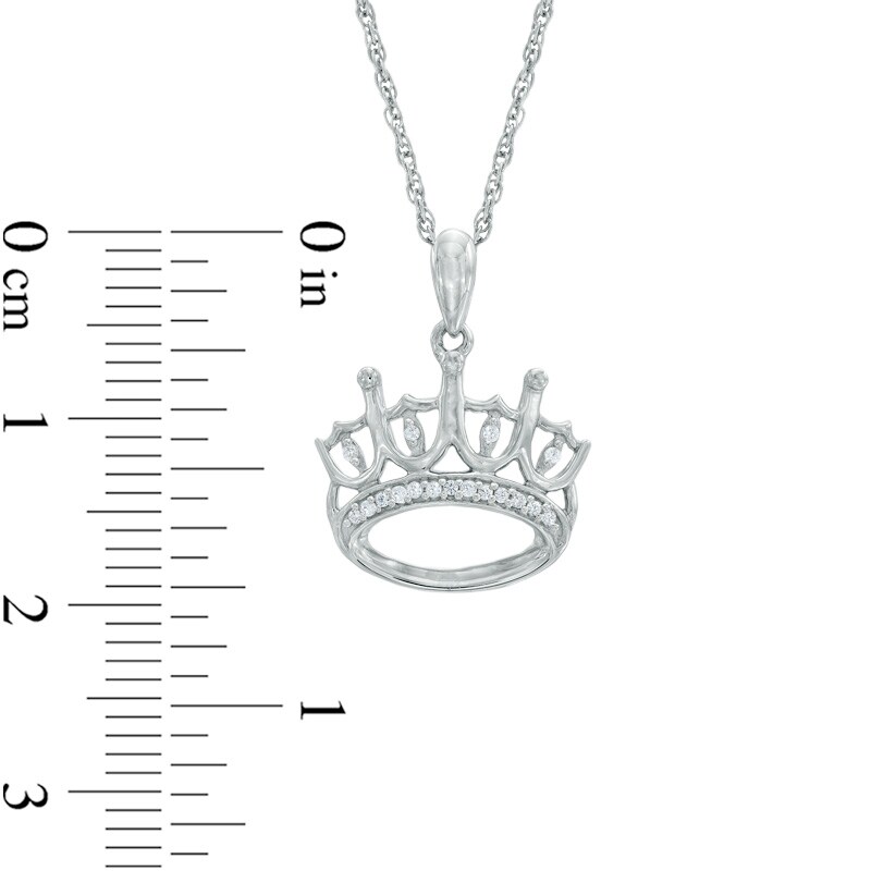 0.07 CT. T.W. Diamond Crown Pendant in Sterling Silver | Peoples