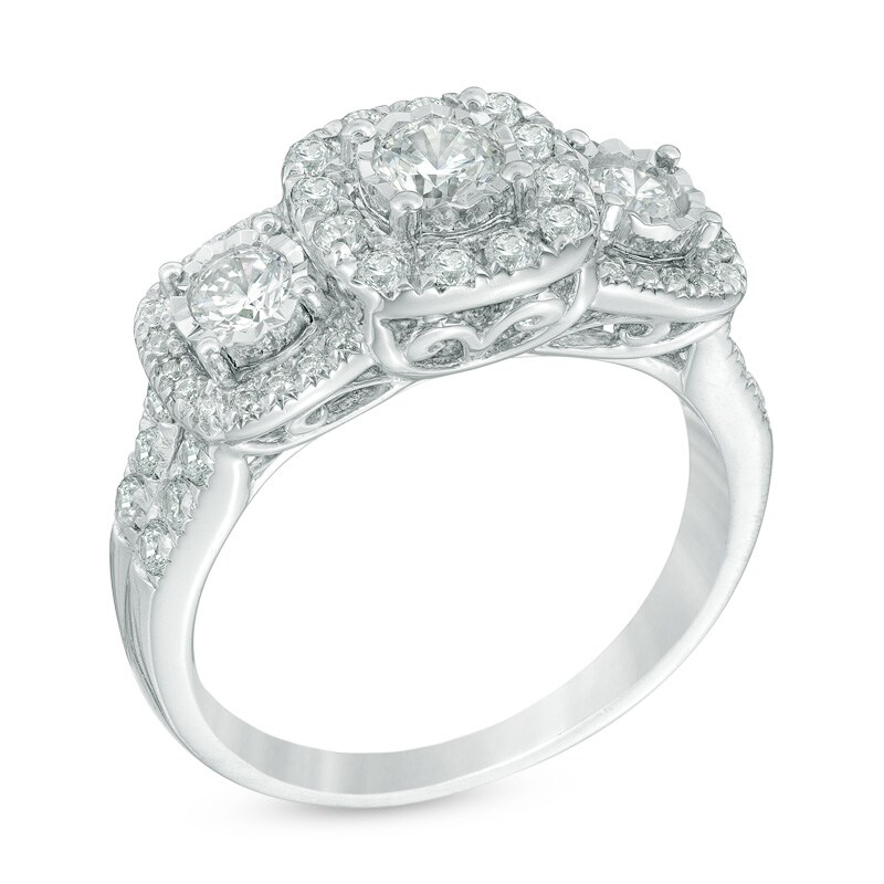 1 CT. T.W. Diamond Frame Past Present Future® Engagement Ring in