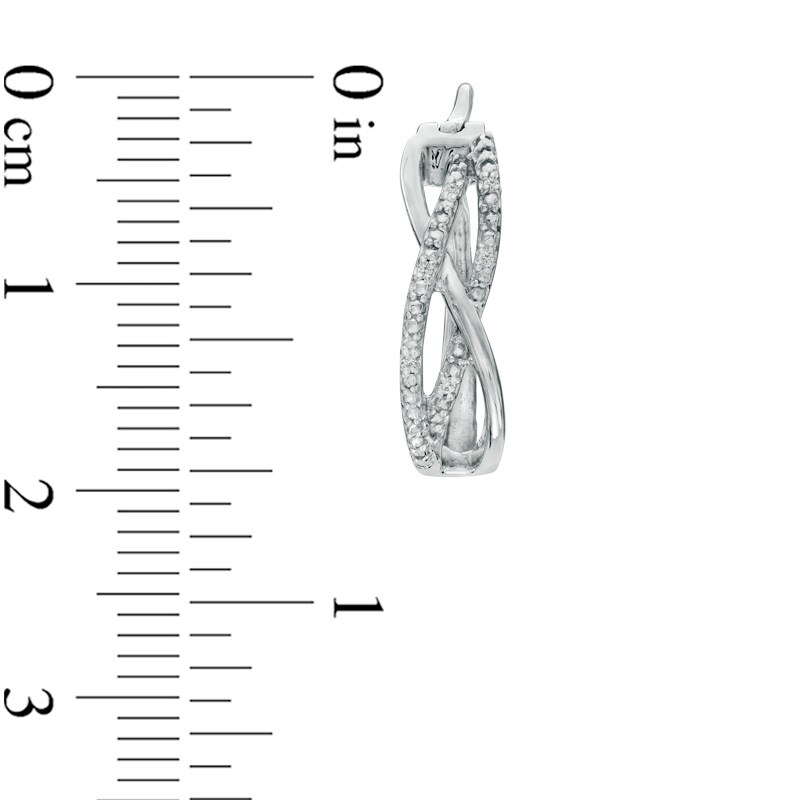 Diamond Accent Overlay Hoop Earrings in Sterling Silver | Peoples