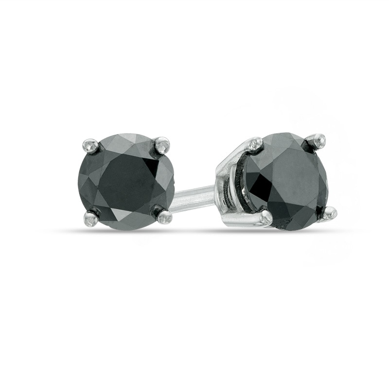 10K Solid Gold Black Onyx CZ Stud Earrings - Solitaire Sleeper Studs All Sizes Handmade US