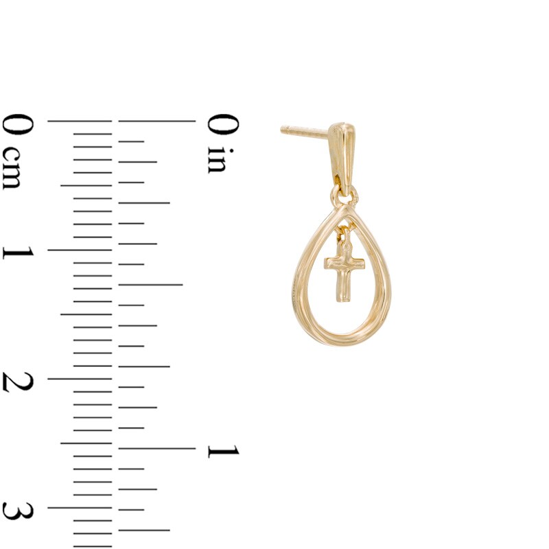 Cross Teardrop Earrings in 10K Gold | Peoples Jewellers