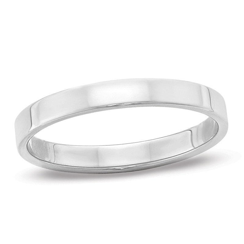Flat Square-Edged Wedding Band in 14K White Gold