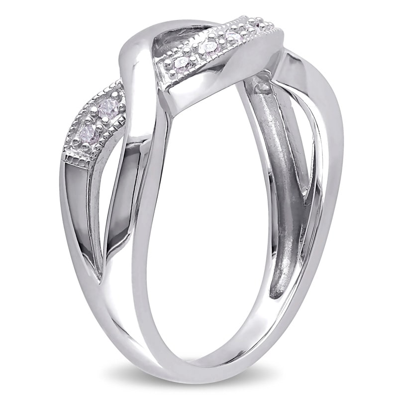 1/15 CT. T.W. Diamond Vintage-Style Crossover Ring in Sterling