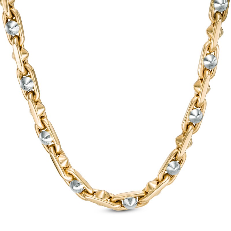Men's Link Chain Necklace in 10K Two-Tone Gold - 22