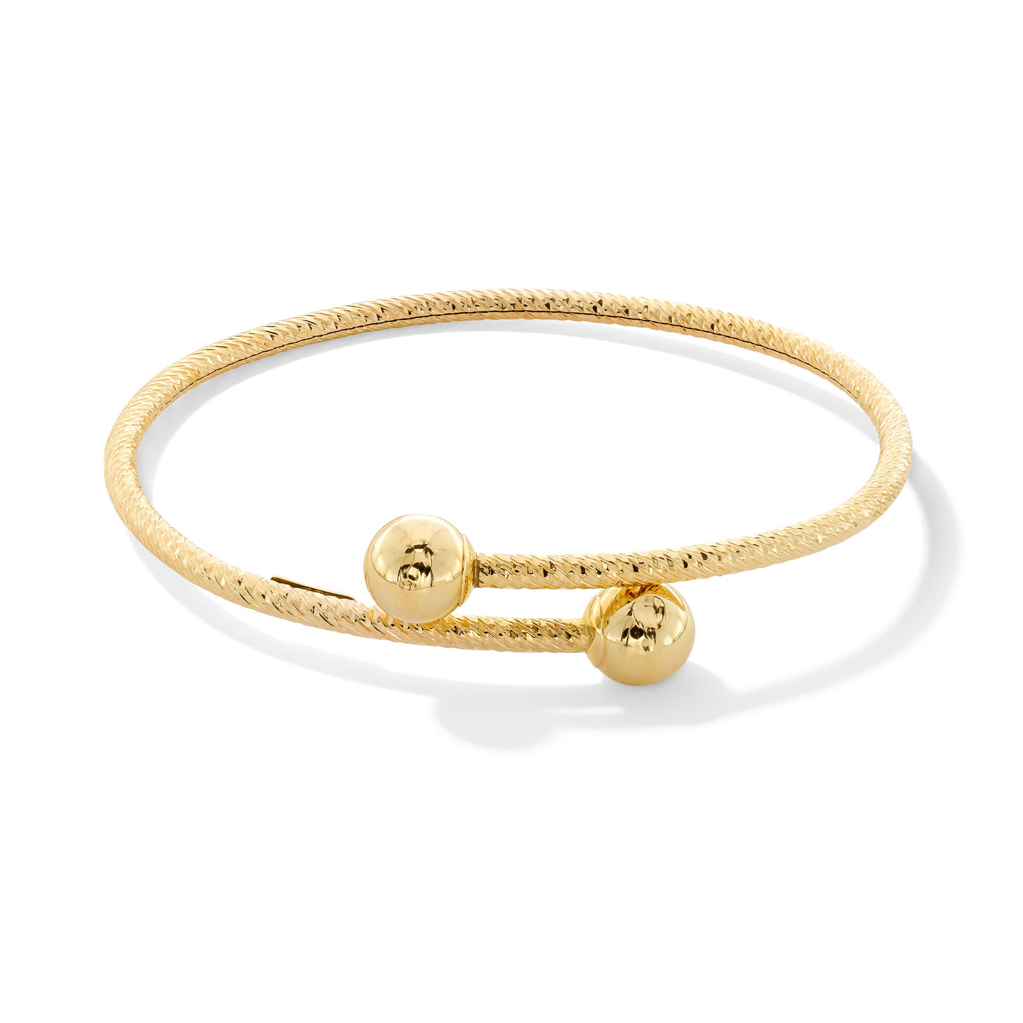 Made in Italy Diamond-Cut Bypass Flex Bangle in 14K Gold
