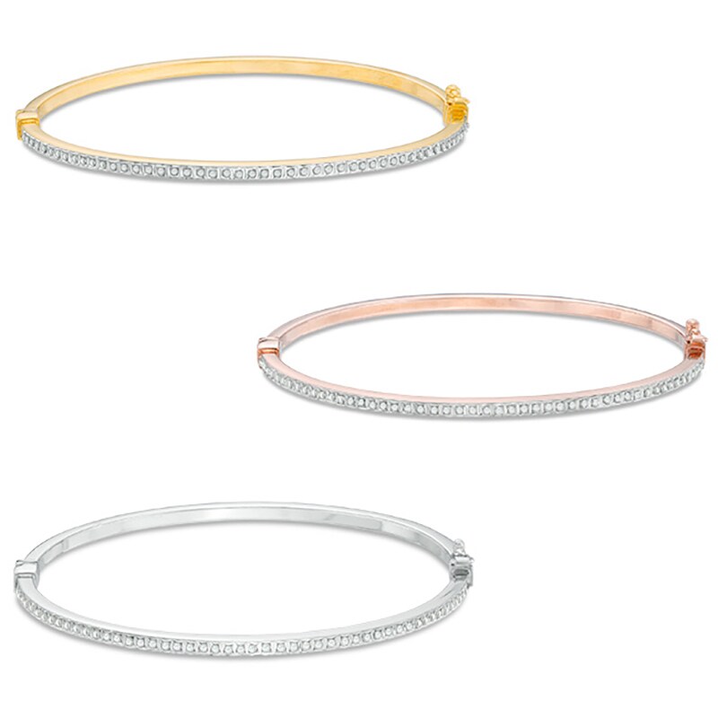 Diamond Fascination™ Three Piece Bangle Set in Sterling Silver and