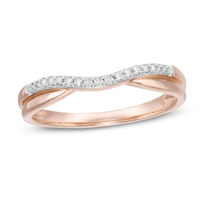 1/20 Diamond Twist Contour Wedding Band in 14K Rose Gold