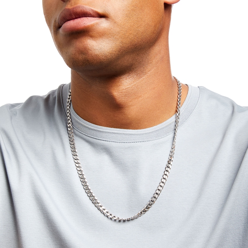 Curb Chain Necklace in Sterling Silver 24