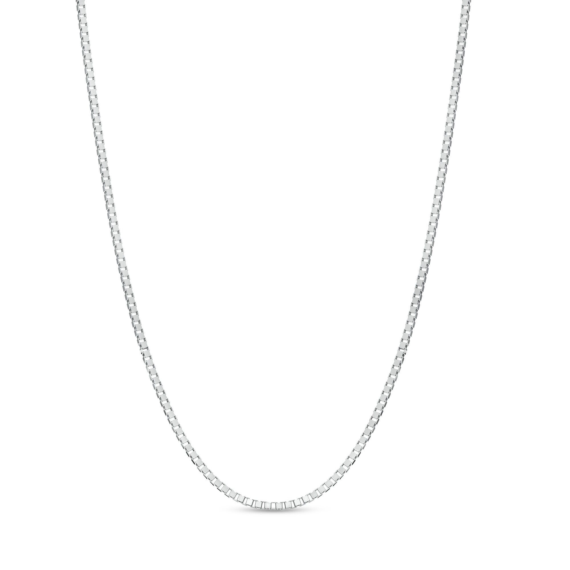 Adjustable 050 Gauge Box Chain Necklace in 14K White Gold