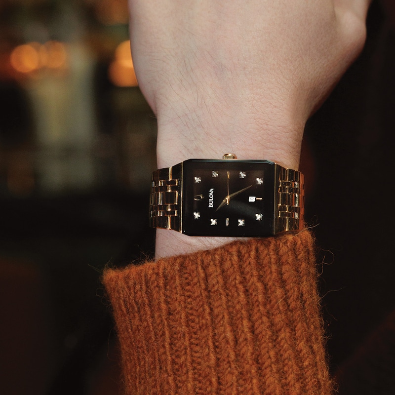 Men's Bulova Modern Diamond Accent Gold-Tone Watch with