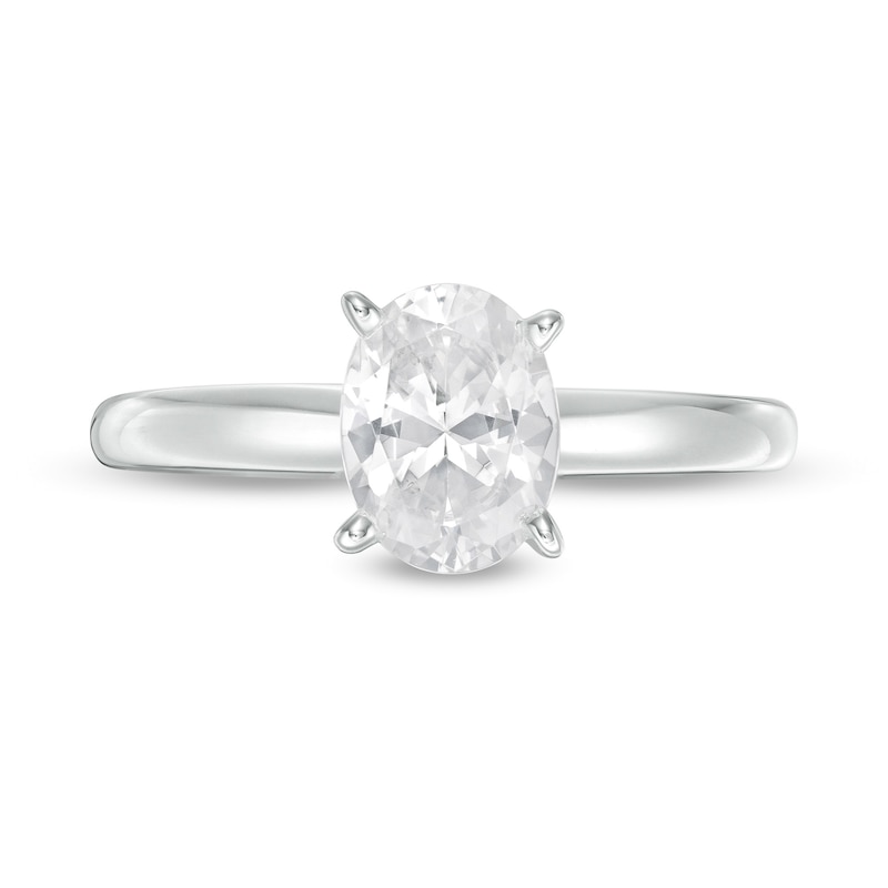 Certified Oval Diamond Solitaire Engagement Ring in 14K White Gold  (I/I1)