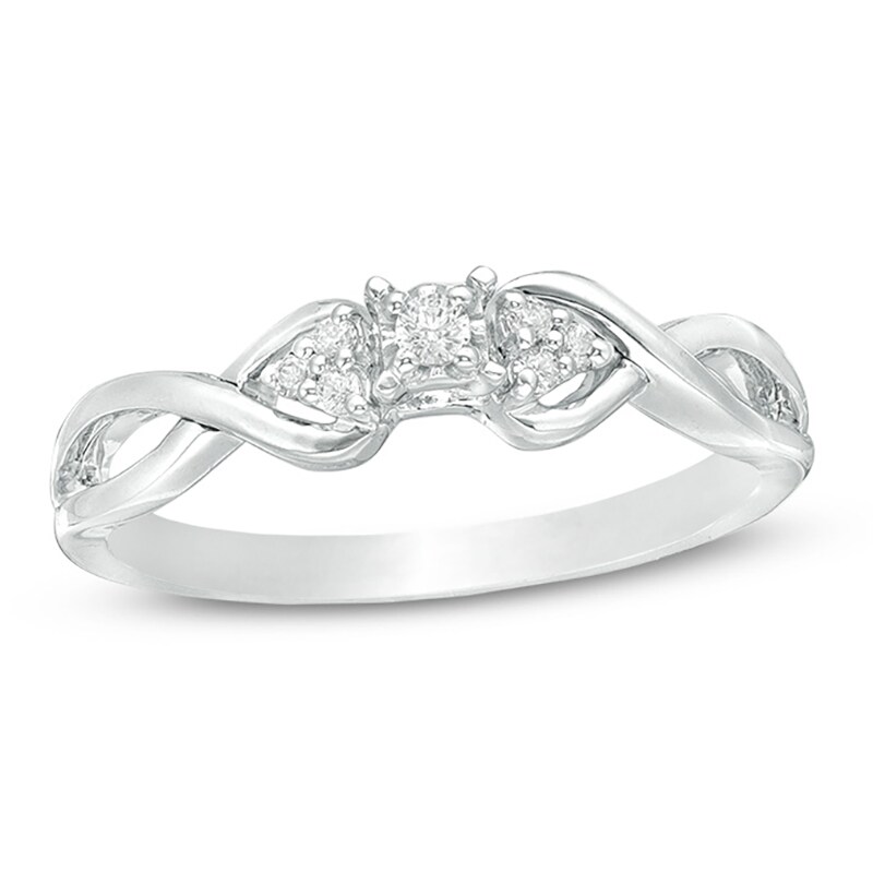 1/15 CT. T.W. Diamond Tri-Sides Infinity Shank Promise Ring in