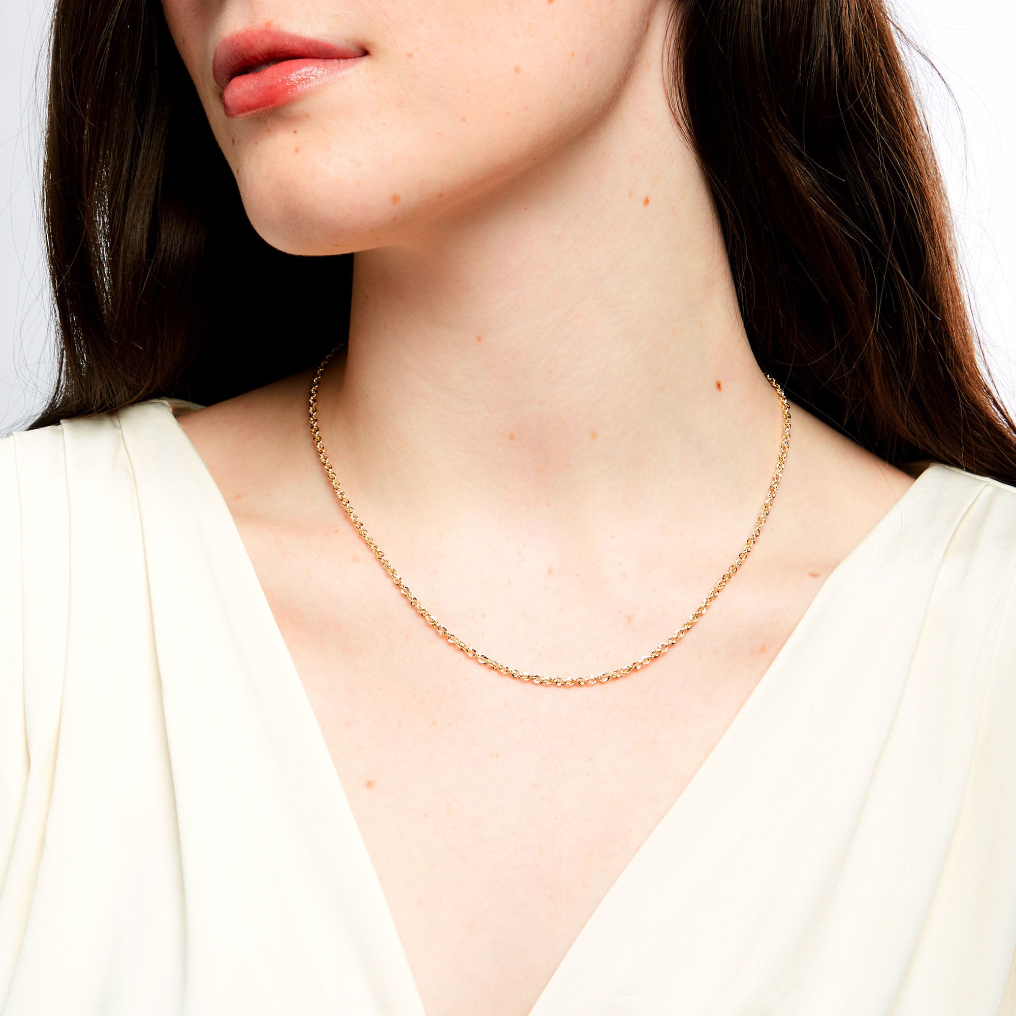 Made in Italy 2.5mm Loose Rope Chain Necklace in 14K Gold