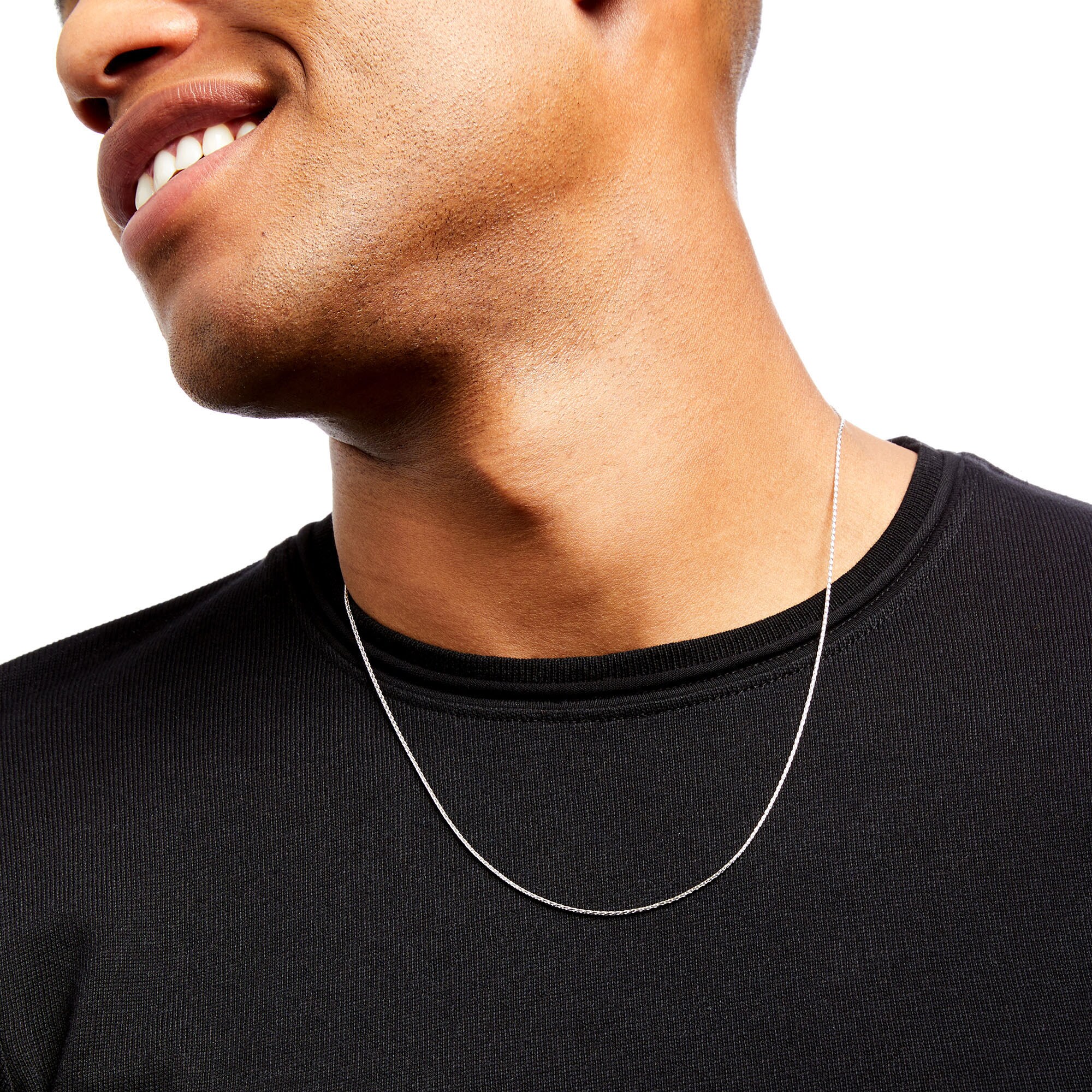 030 Gauge Diamond-Cut Foxtail Chain Necklace in Sterling Silver