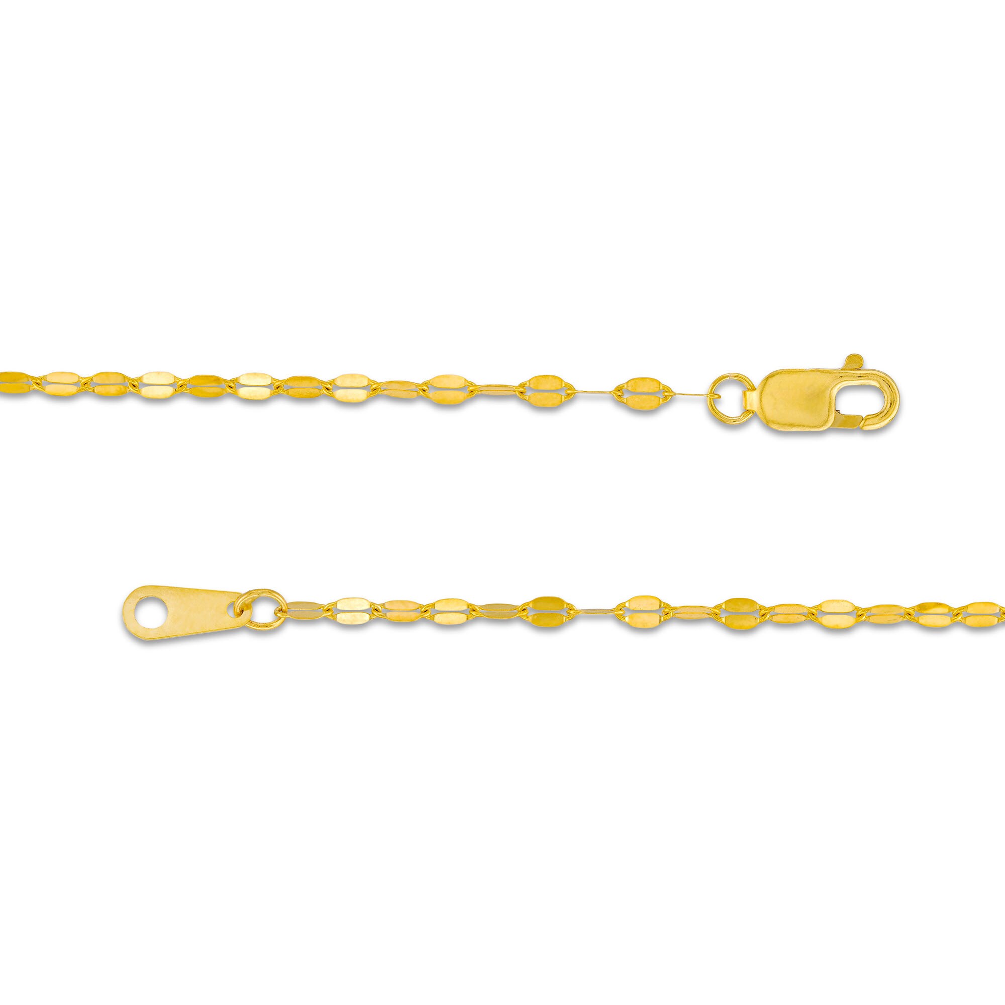 1.3mm Mirror Flat Chain Necklace in Solid 10K Gold - 18&quot