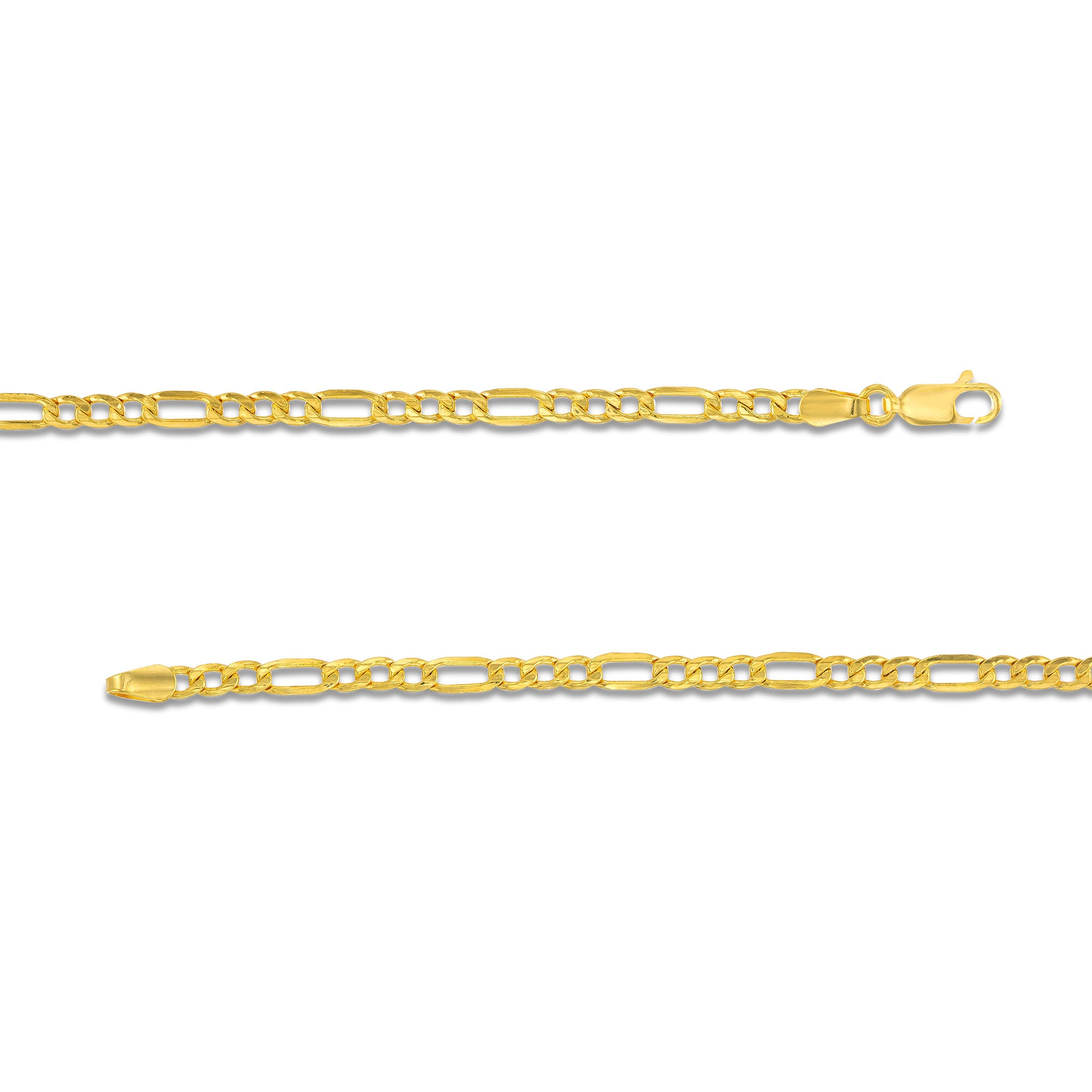 3.5mm Figaro Chain Necklace in Hollow 14K Gold - 22