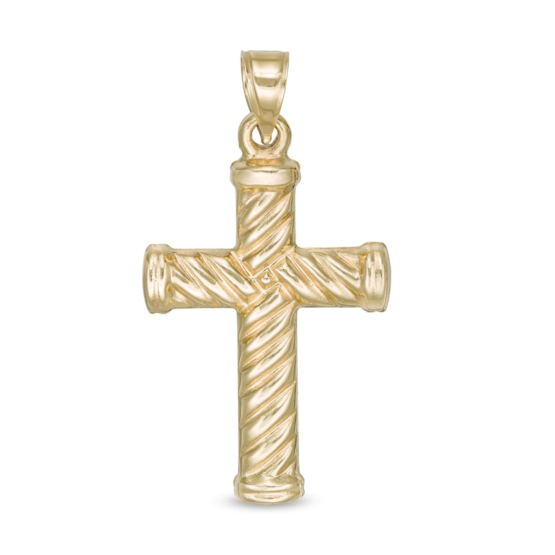 Rope-Textured Cross Necklace Charm in 10K Gold Zales Outlet