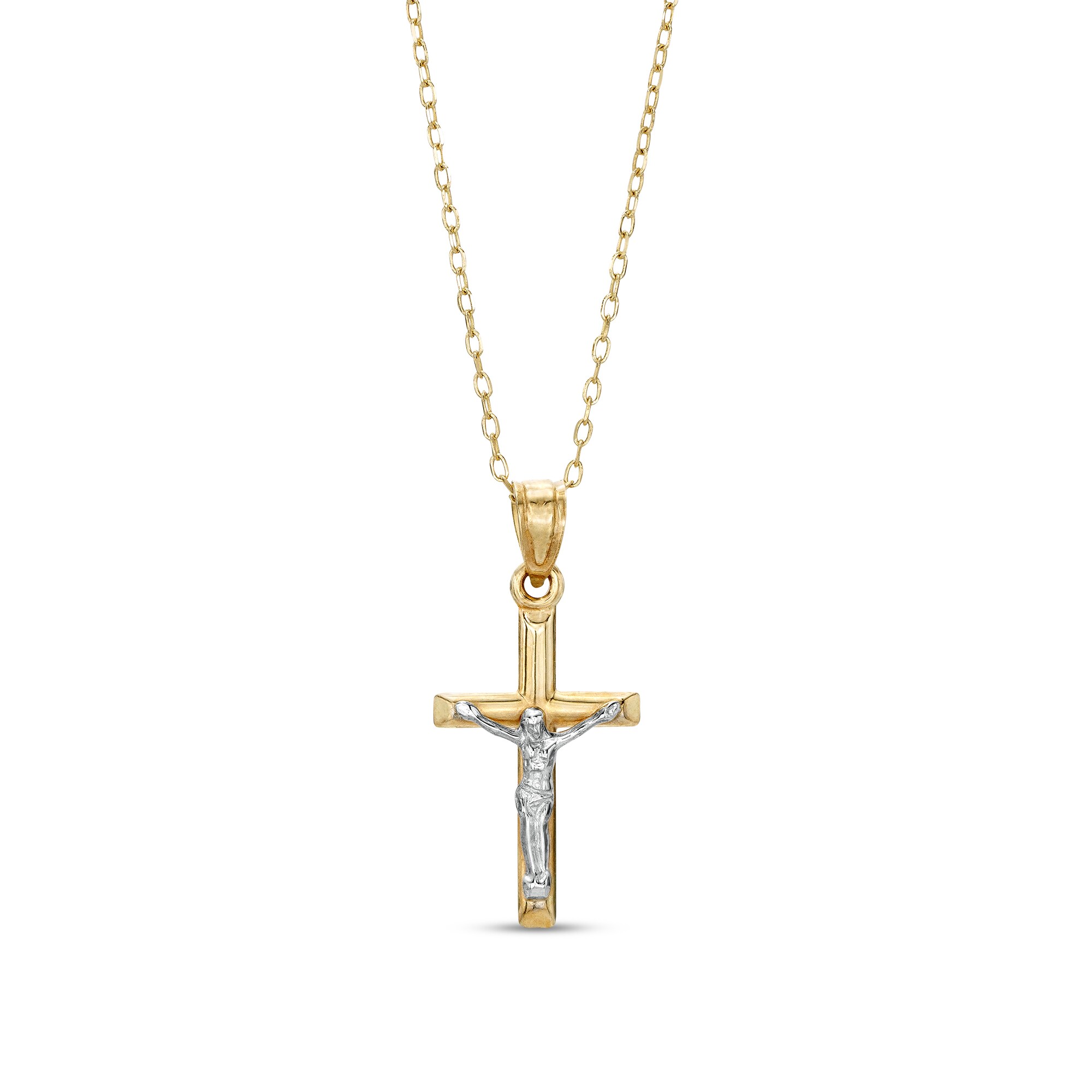 Multi-Finish Crucifix Pendant in 14K Two-Tone Gold | Zales Outlet